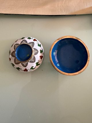 Cajita Bronce Cloisonné Flores Mariposas