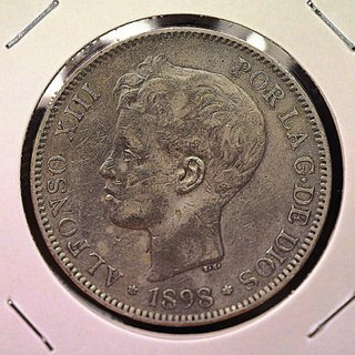 5 PTAS Plata 1898 Alfonso XIII