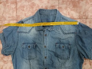 Camicia jeans uomo fantasia pois.