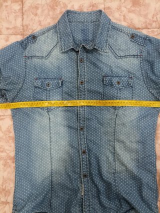 Camicia jeans uomo fantasia pois.