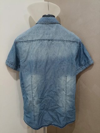 Camicia jeans uomo fantasia pois.
