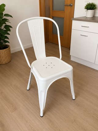 Mesa Comedor Industrial Blanca + 4 Sillas