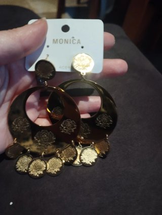 Pendientes flamenca grandes dorados con flores
