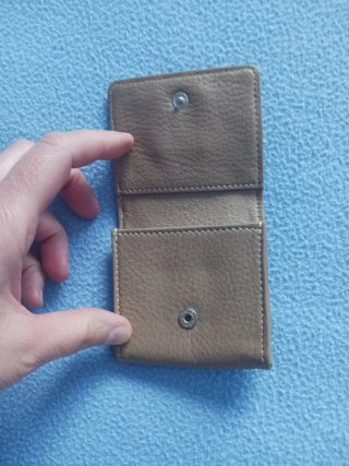 Monedero Tous Beige de piel. Oso Plateado.