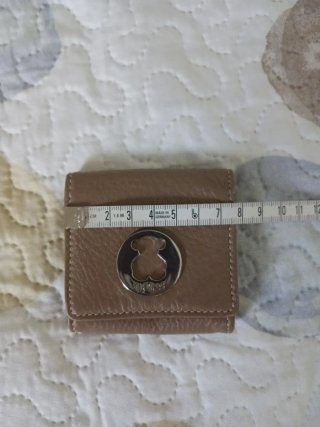 Monedero Tous Beige de piel. Oso Plateado.
