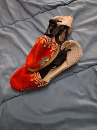 Espardeñas Fallera Talla 40 Rojas y Beige