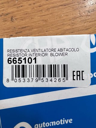 Resistência Ventilador Habitáculo ERA 665101 (Nova