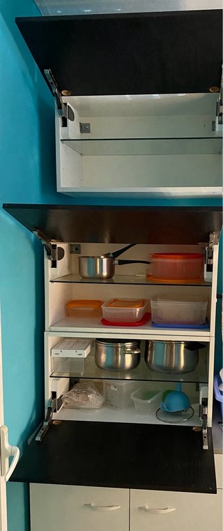 Mueble alto cocina negro y turquesa