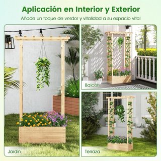 Cama de jardín elevada con enrejado
