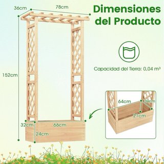 Cama de jardín elevada con enrejado