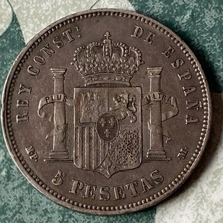 Moneda Plata 5 Pesetas Duro España 1919 MBC