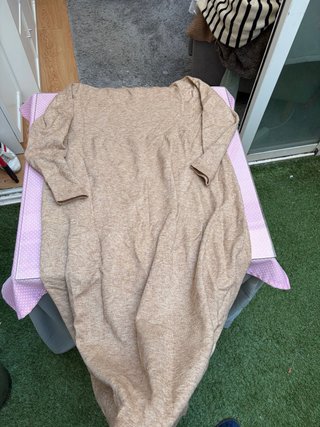 Vestido largo beige manga larga talla única