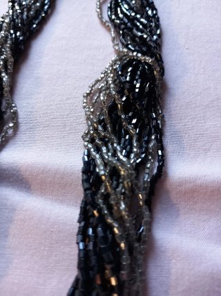 Collana vintage perle nere e grigie