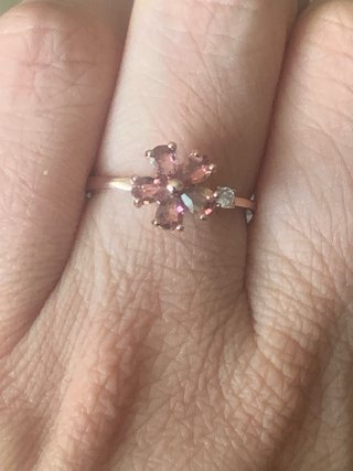 Anillo Flor Turmalinas plata