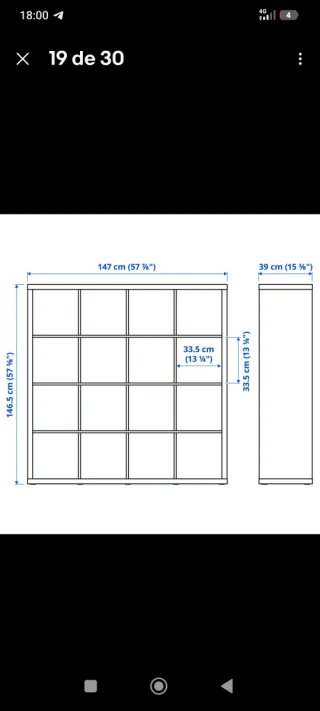 Estantería Kallax Ikea 147x147cm