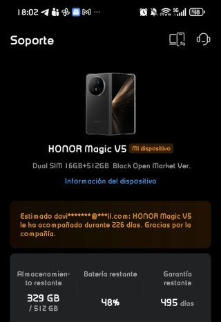 Honor Magic V5 512GB Negro