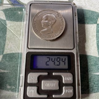 Moneda Plata 5 Pesetas Duro España 1890 Limpiada
