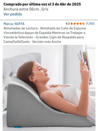 Almohada viscoelástica cuña lectura lactancia