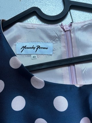 Vestido azul marino lunares rosas