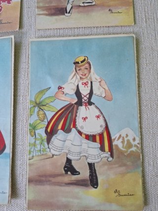 Postal años 50 con traje regional
