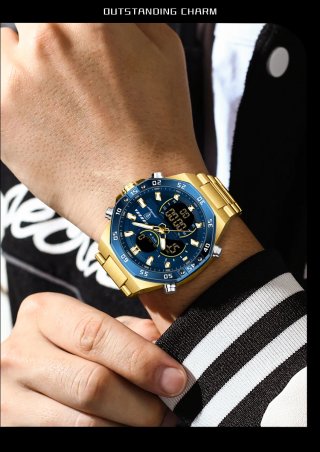 Reloj POEDAGAR Hombre Azul y Dorado