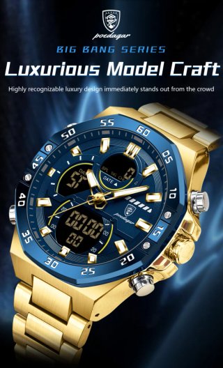 Reloj POEDAGAR Hombre Azul y Dorado