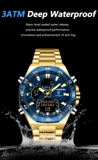 Reloj POEDAGAR Hombre Azul y Dorado