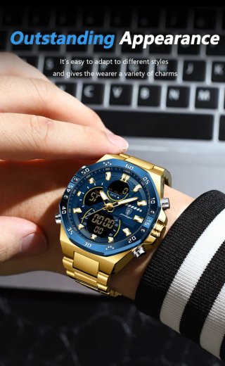 Reloj POEDAGAR Hombre Azul y Dorado