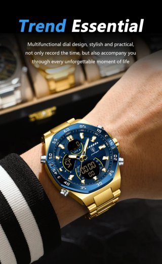 Reloj POEDAGAR Hombre Azul y Dorado