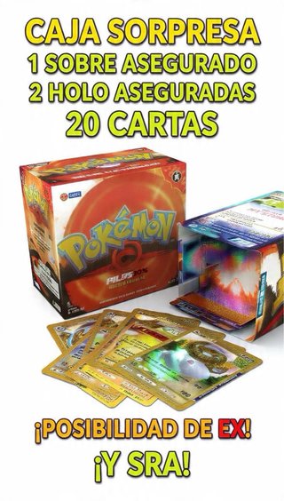 Caja Sorpresa Pokémon: 20 Cartas + Holos