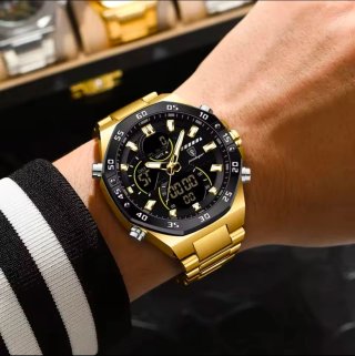 Reloj POEDAGAR Hombre Negro y Dorado