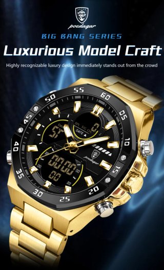 Reloj POEDAGAR Hombre Negro y Dorado