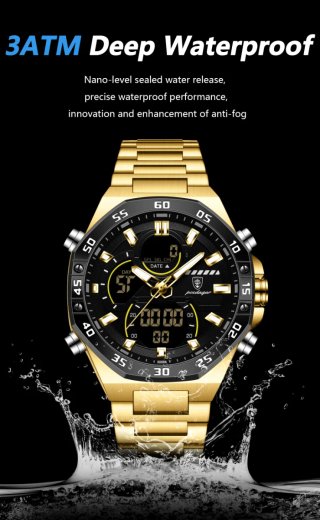 Reloj POEDAGAR Hombre Negro y Dorado