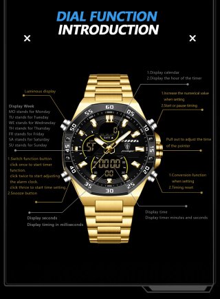 Reloj POEDAGAR Hombre Negro y Dorado
