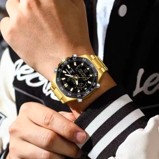 Reloj POEDAGAR Hombre Negro y Dorado