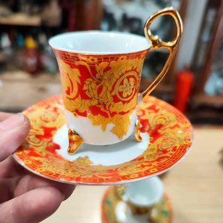 Set di 5 tazze da caffè in porcellana fine antica