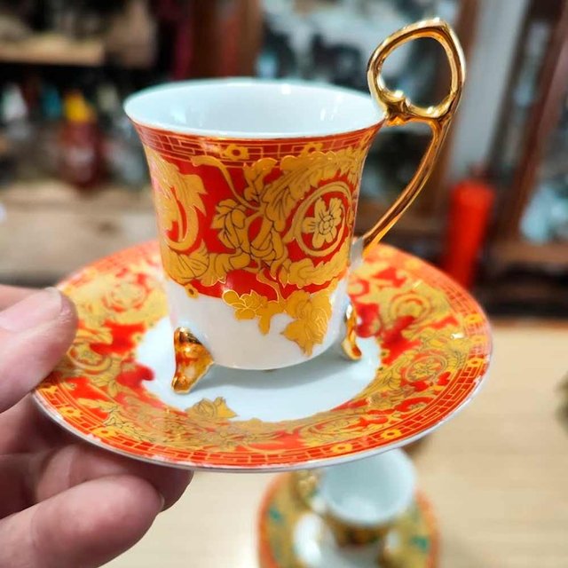Juego de 5 Tazas de Café Porcelana Fina Antigua