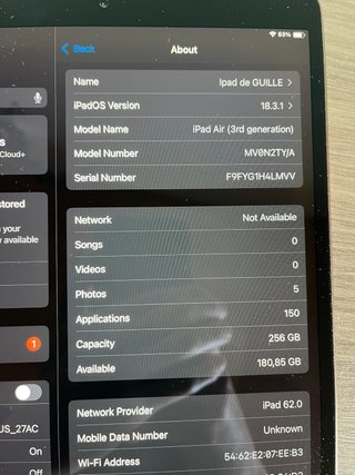 Apple iPad Air 3ª Gen cellular + wifi 256gb