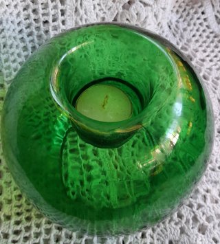 Portacandele in vetro verde