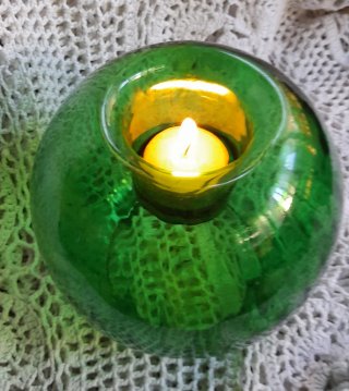 Portacandele in vetro verde