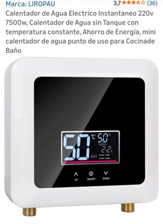 Calentador Agua Instantaneo LIROPAU 220V 7500W