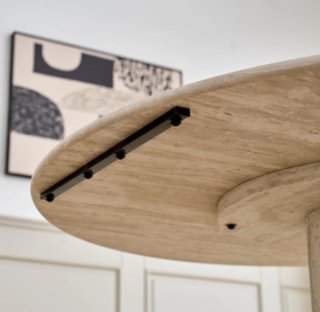 Mesa redonda de comedor de madera imitación mármol