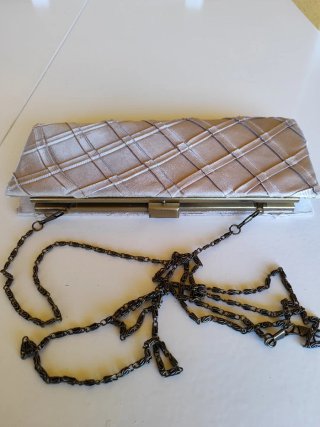 Bolso de fiesta plateado dorado tejido