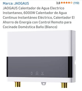 Calentador Agua Eléctrico JAOGAUS 6000W