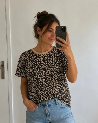 Camiseta Zara Estampado Animal Print Talla S