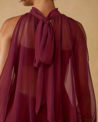 Blusa transparente granate