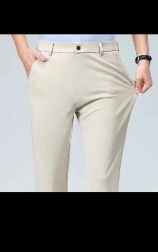 Pantalones elásticos hombre beige