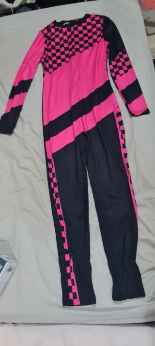 Disfraz mono de carrera rosa y negro Talla M