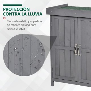 Armario Almacenamiento Jardín Madera Gris