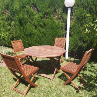 Mesa y 4 Sillas de Teka auténtica